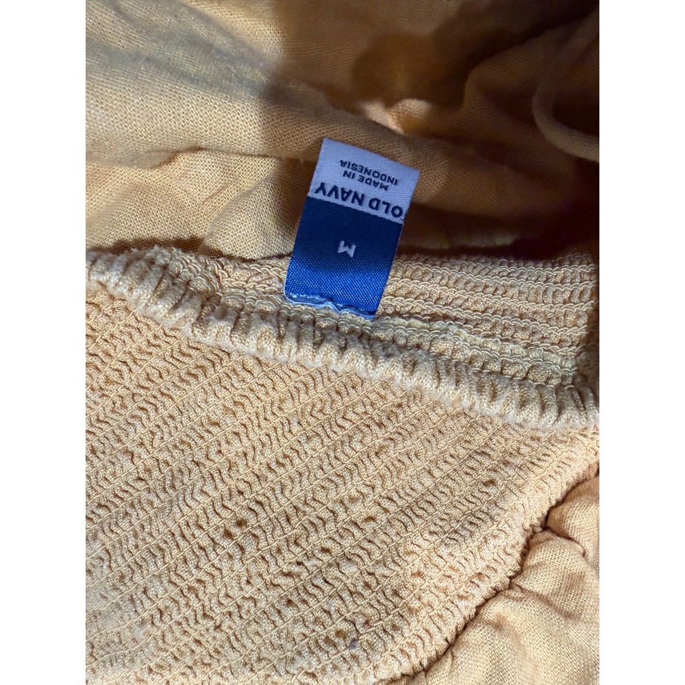Old Navy Womens Mustard Yellow Linen Blend Tie Strap Smocked Mini Dress Size M - Picture 3 of 10